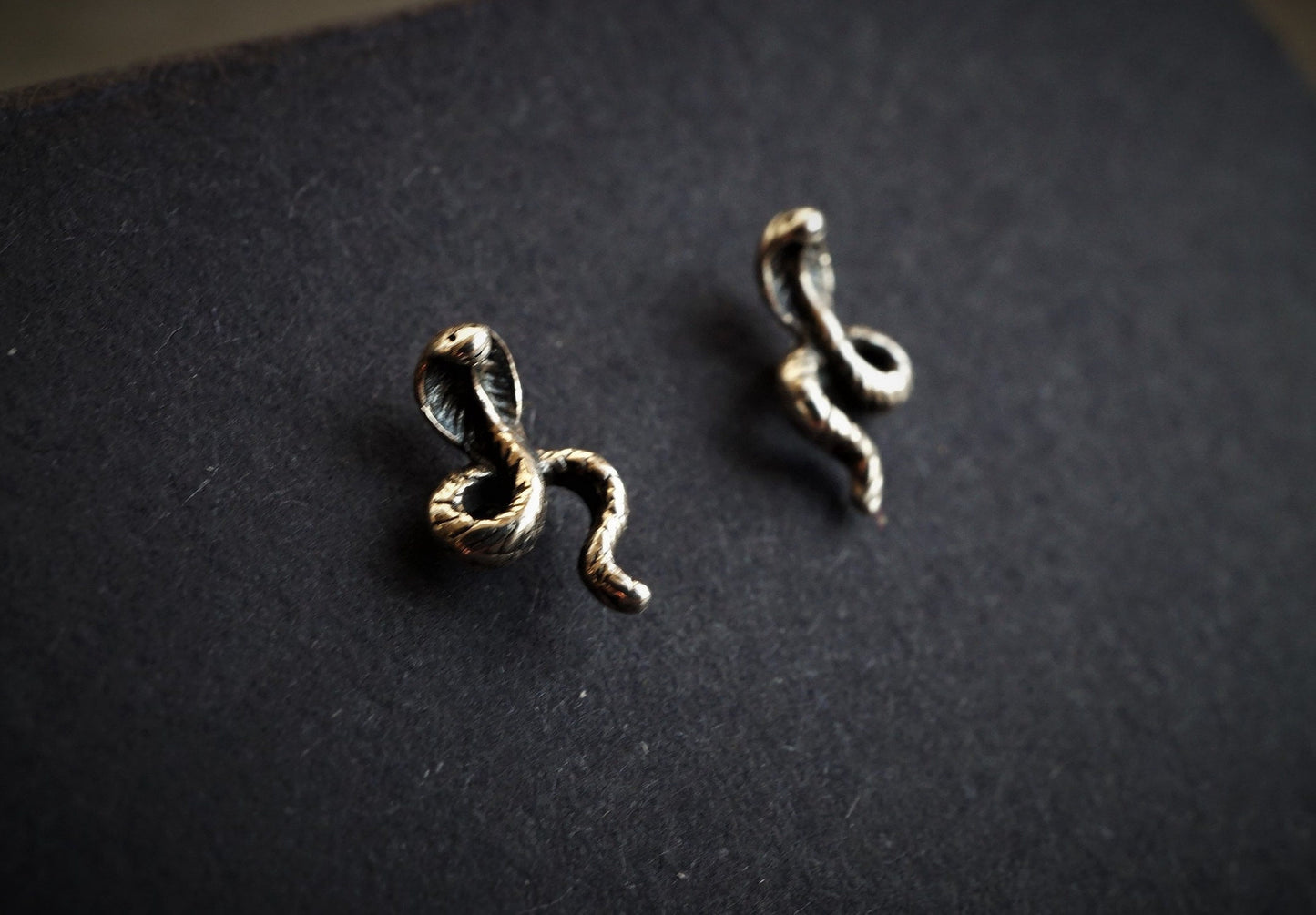 Tiny Cobra Stud Earrings * Sterling Silver * Snake jewellery