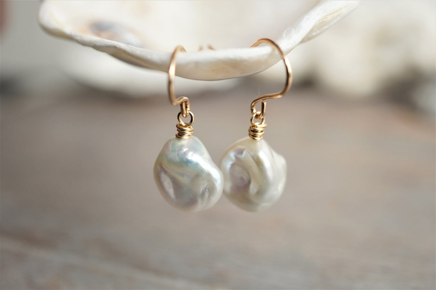Pearl Keshi Nugget Earrings * Short earrings * Bridesmaid gift  * Pearl earrings * Gift for her