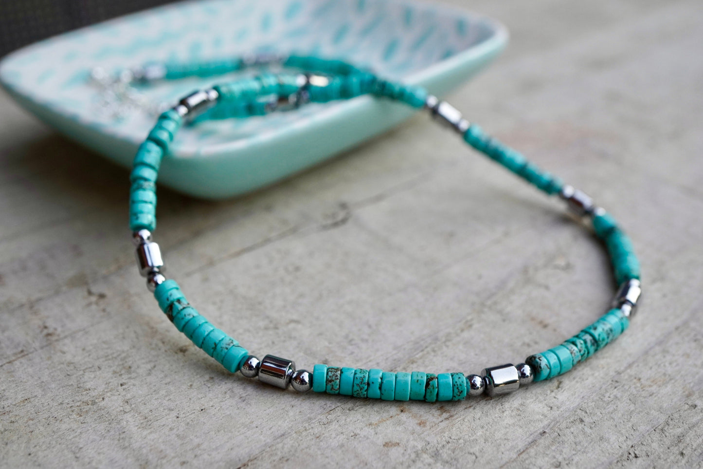 Turquoise Silver Choker Necklace* Summer choker * Bohemian necklace