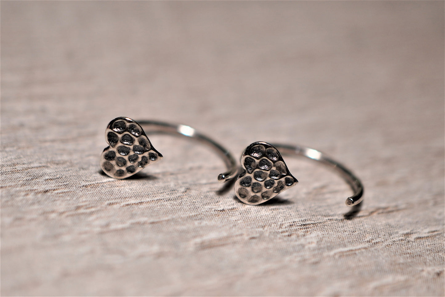 Sterling Silver Hugging Heart Hoop Earrings * Minimalist earrings * Feminine jewelry