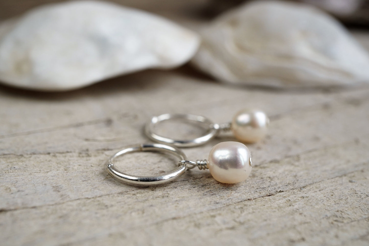 Sterling Silver Pearl earrings * Hoop earrings * Boho hoops * Pearl hoop