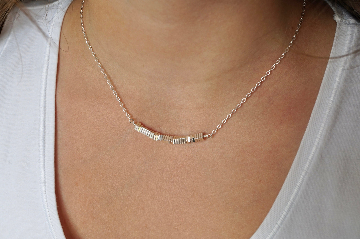 Hematite Sterling Silver Bar Necklace* Hematite Jewelry* Dainty *Gift for her* Feminine *Silver necklace