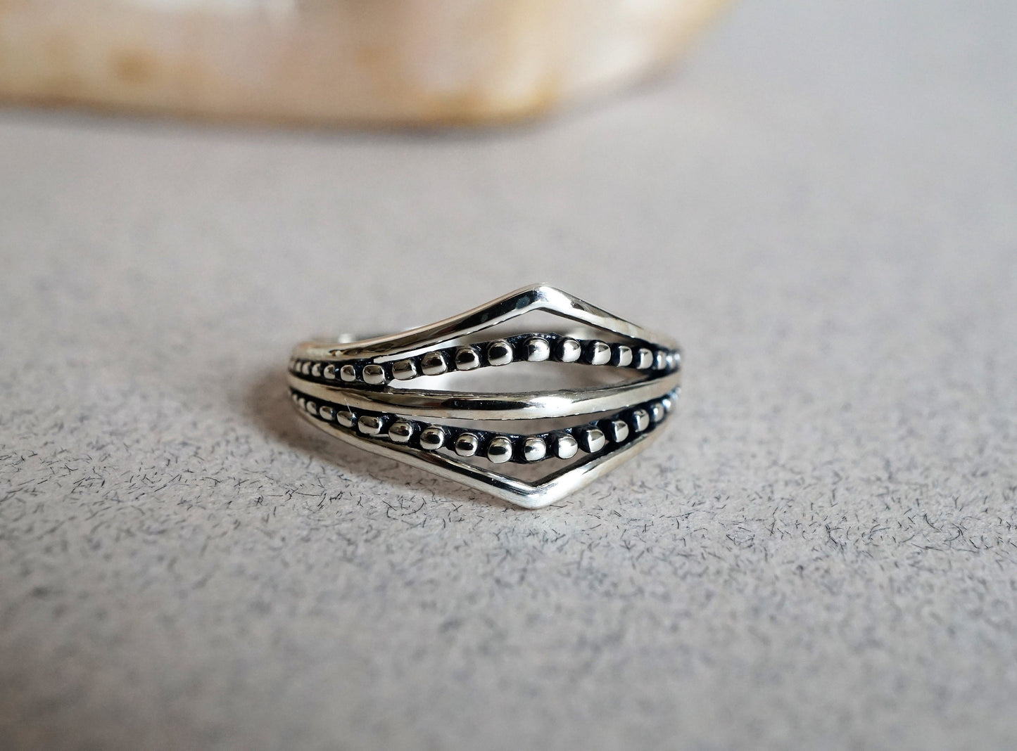 Sterling Silver Oxidised Chevron Ring Size N, P/ 7, 8  Boho, Chic ring, gift for her