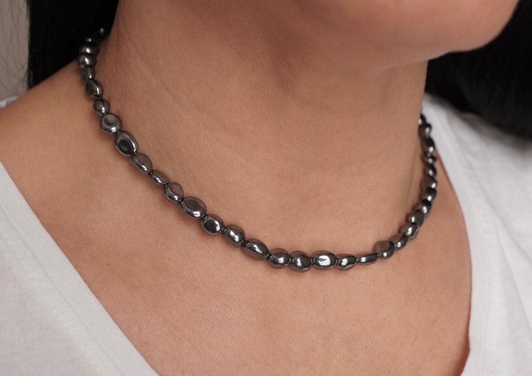 Silicon Bead Necklace * Metallic look *  necklace * Gift for her