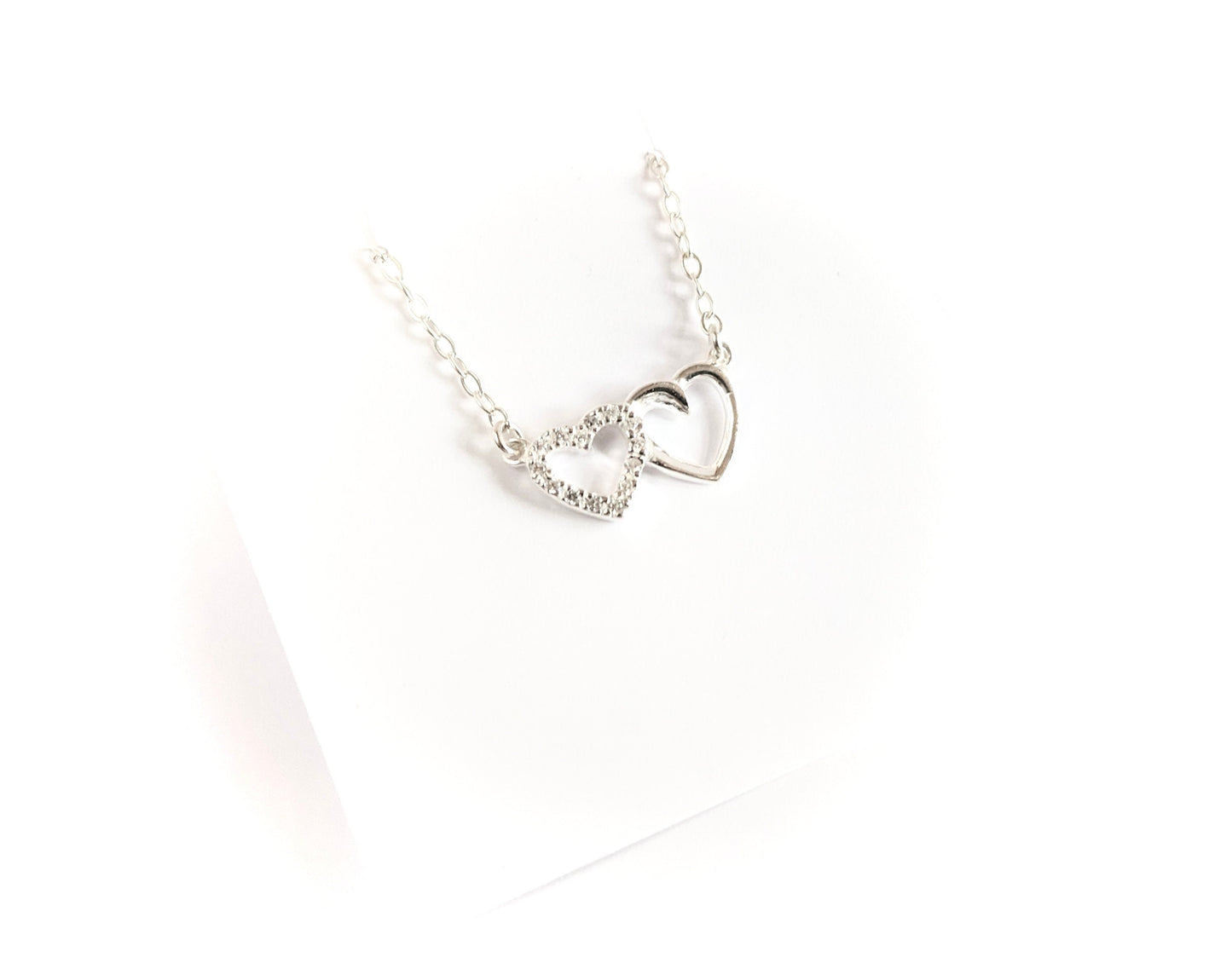 Double Heart Necklace * Sterling silver * Gift for her*