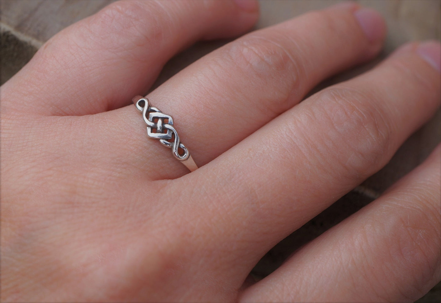 Delicate Celtic Sterling Silver Knot Ring, Size N/7, Wiccan,Pagan, Promise ring, Viking jewellery, gift for her