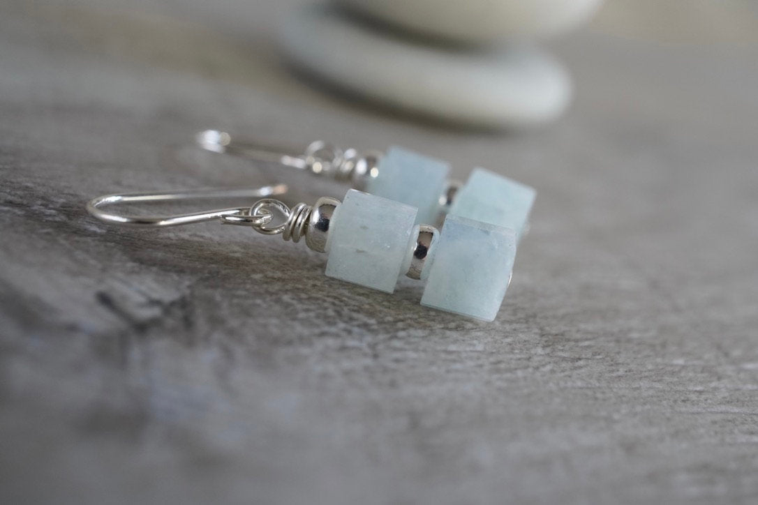 Aquamarine Sterling Silver Earrings * March Birthstone * Lightweight earrings *