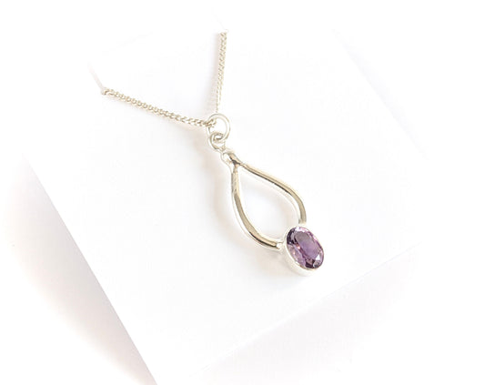 Amethyst Drop Necklace * Sterling Silver necklace * Gift for her * February gift
