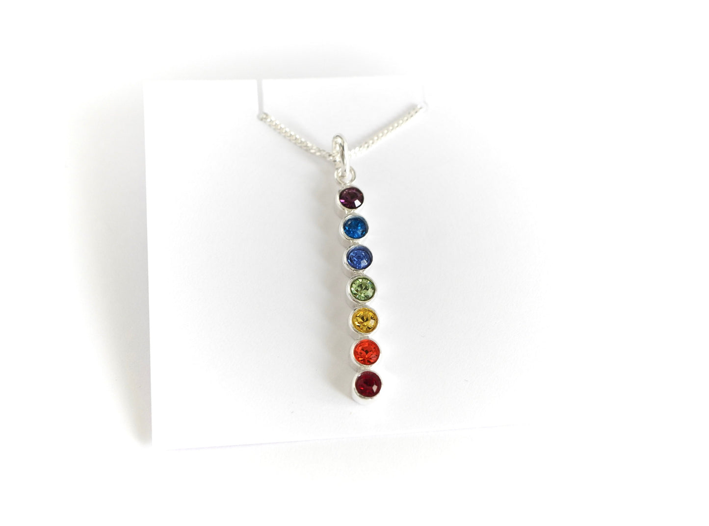 7 Chakra Cubic Zirconia Necklace *Sterling silver * Dainty* Gift for her* Feminine*