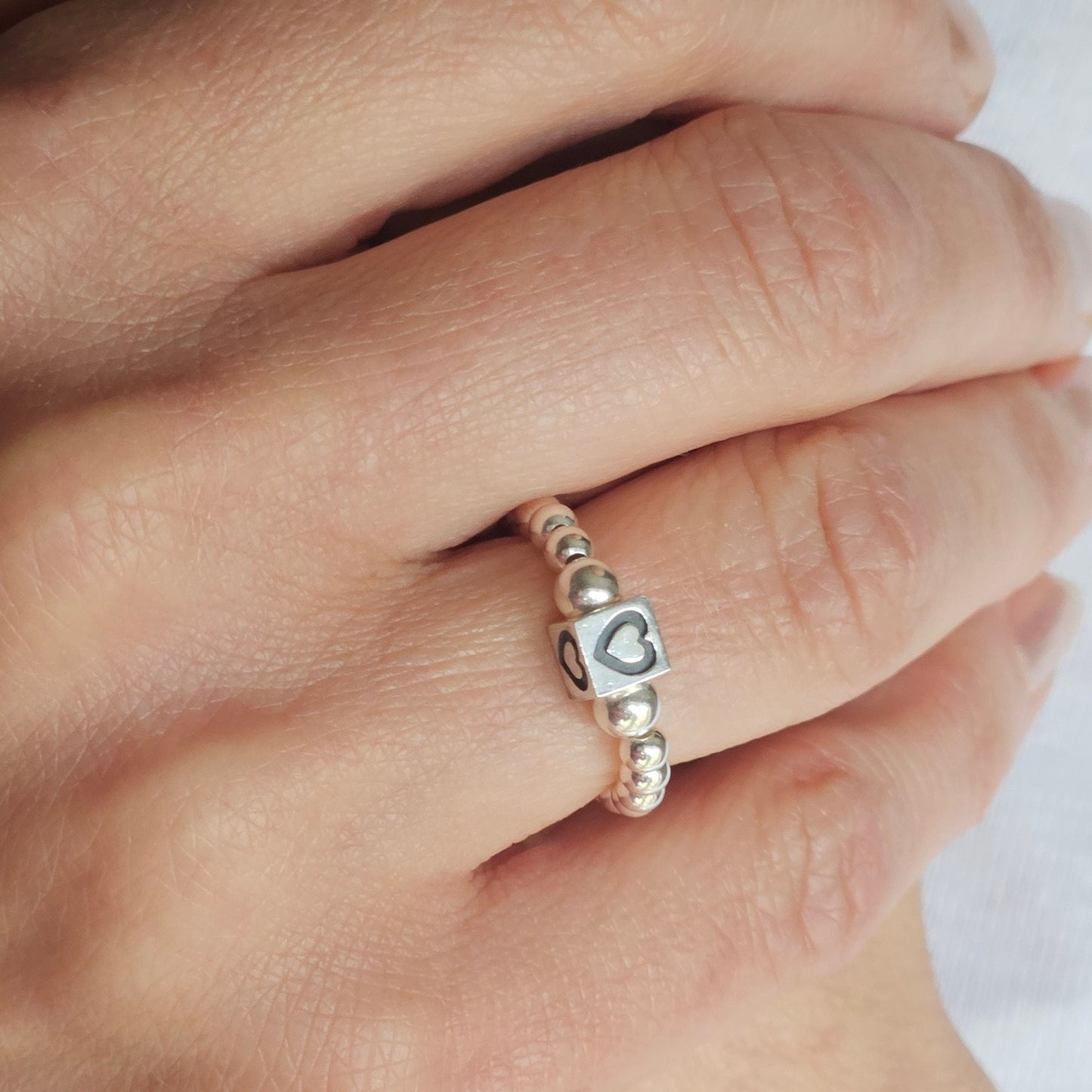 Sterling Silver Initial Cube Ring*  Initial Ring * Letter ring