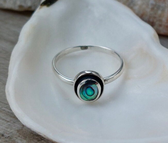 Sterling Silver Abalone Ring Size N/7, P/8, R/9 size