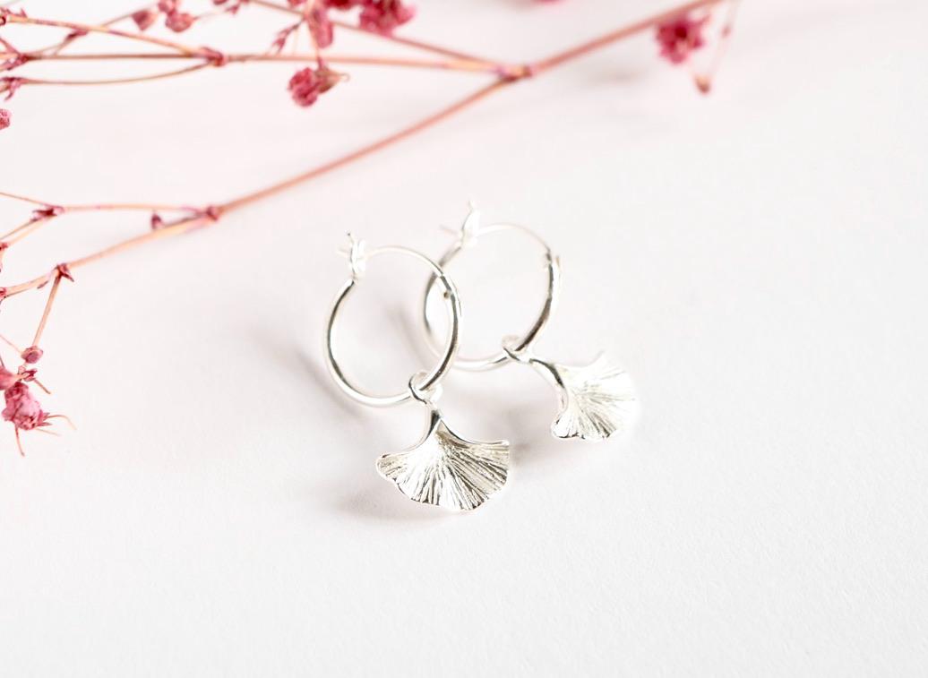 Cute Ginkgo Leaf Hoop Earrings * Leaf earrings *  Ginkgo Biloba Hoop * Small hoop