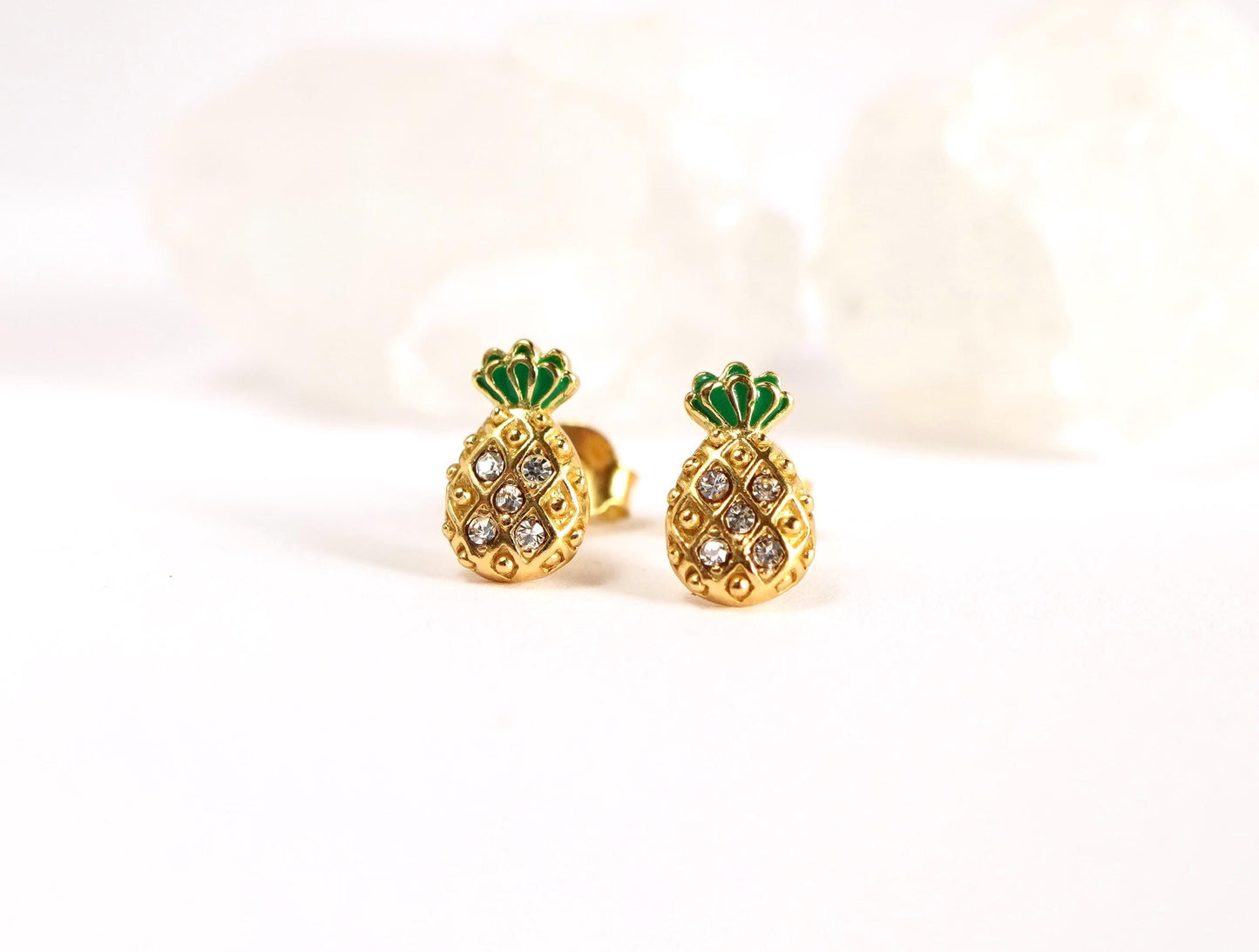 Small Pineapple Gold Sterling Silver Stud