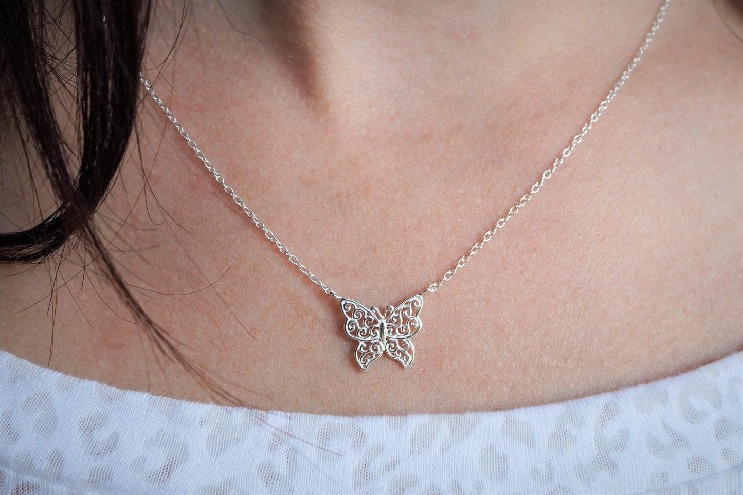 Butterfly Sterling Silver Delicate Necklace * Butterfly jewellery * Silver butterfly