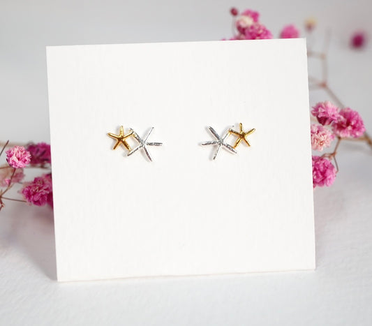 Double Starfish Sterling Silver Delicate Stud * Summer jewellery * Nautical earrings * Beach jewellery