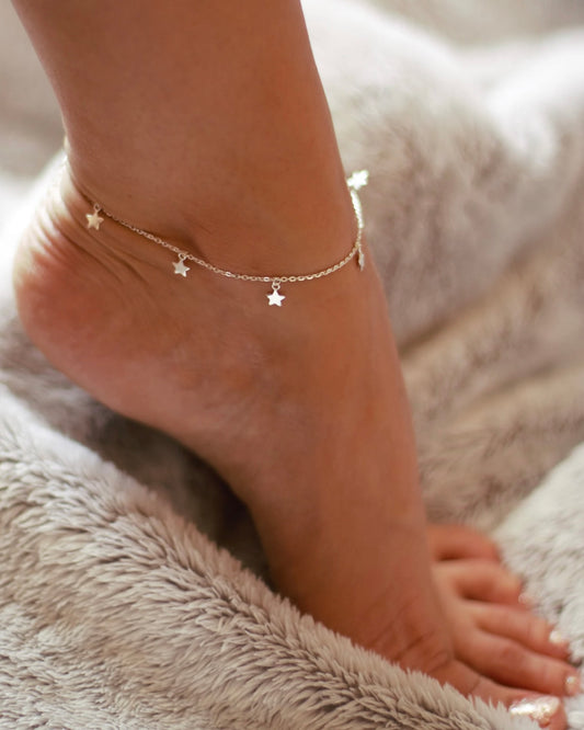 Sterling Silver Delicate Charm Anklet * Boho Vibe * Gift for her *