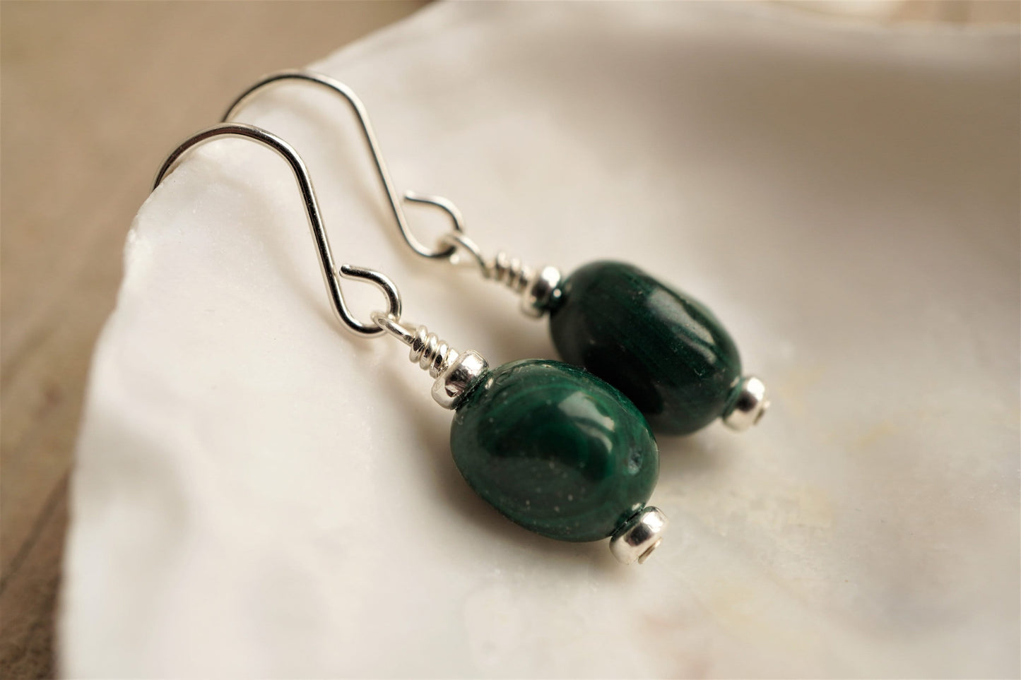 Malachite Nugget Sterling Silver Necklace * Gift for her * Green stone * Protection stone