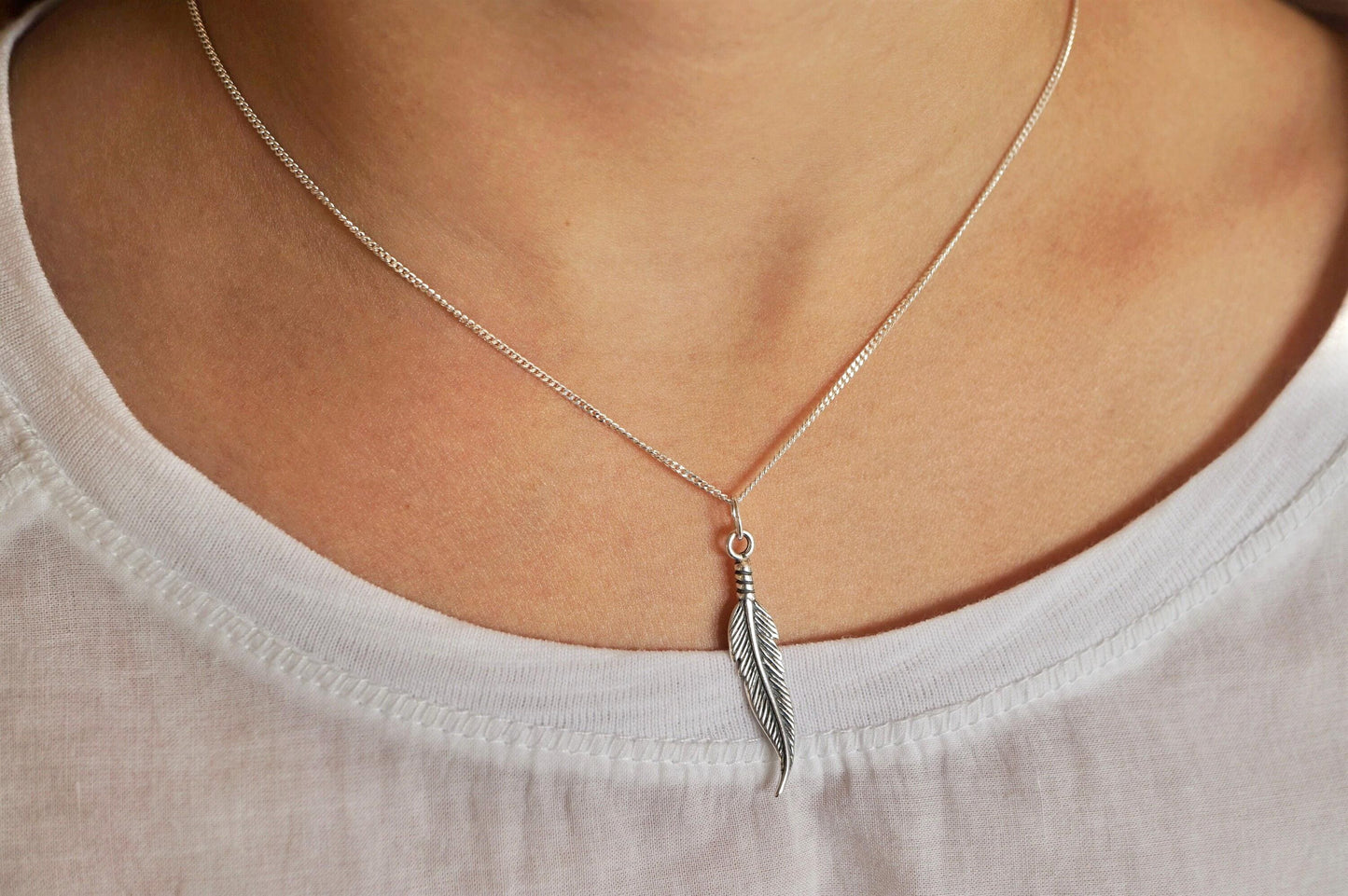 Sterling Silver Feather Earrings * Feather jewelry * Gift for her * Bohemian jewelry