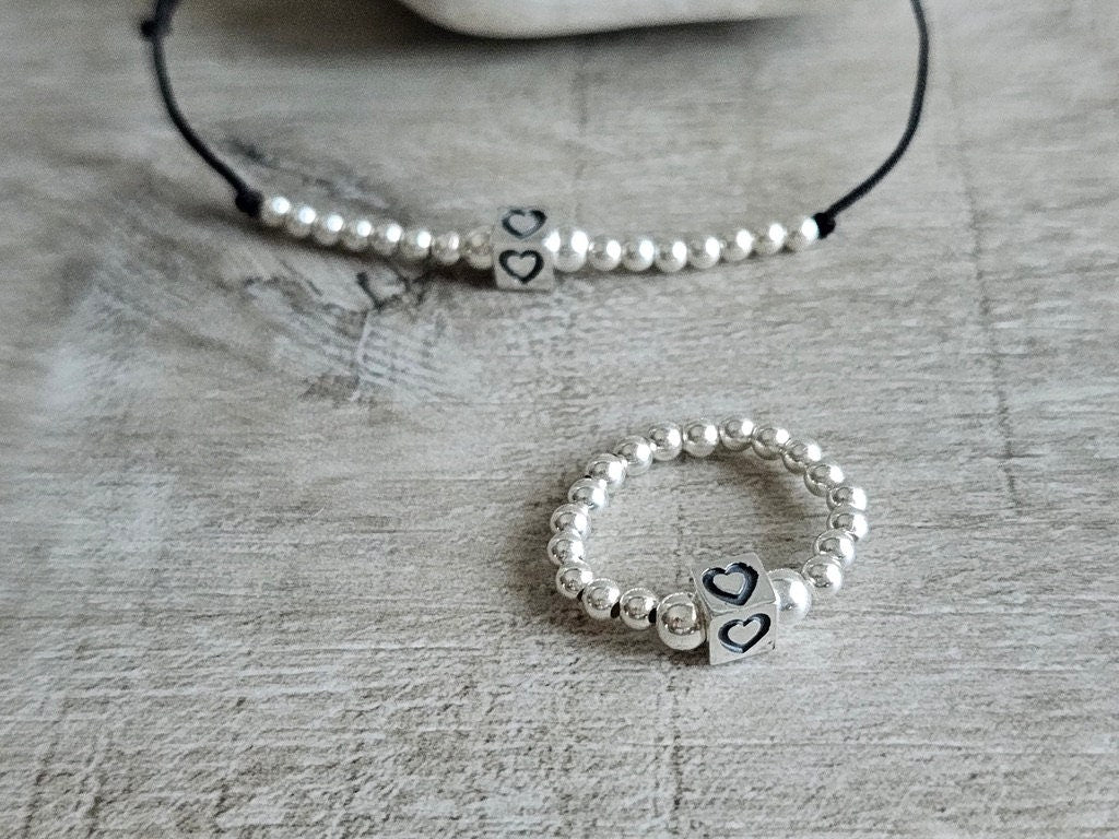 Sterling Silver Initial Cube Ring*  Initial Ring * Letter ring