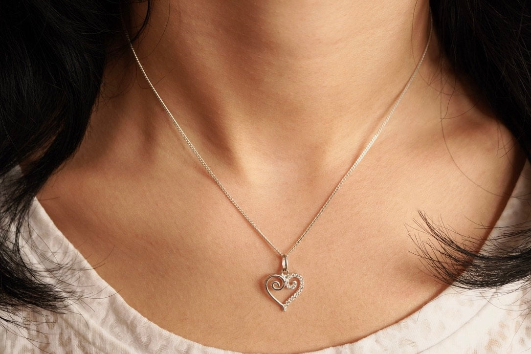 Heart Charm Carole Sterling Silver Delicate Carole* Silver* Gift for her* Feminine