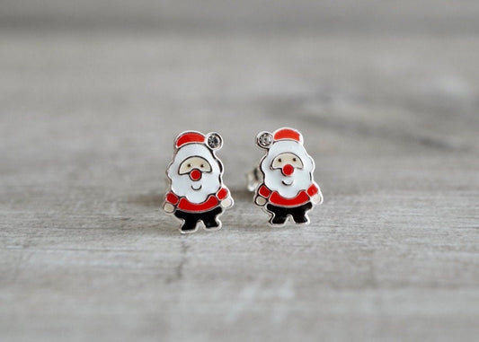 Santa Ear Studs * Sterling silver * Christmas Jewellery * Festival earrings