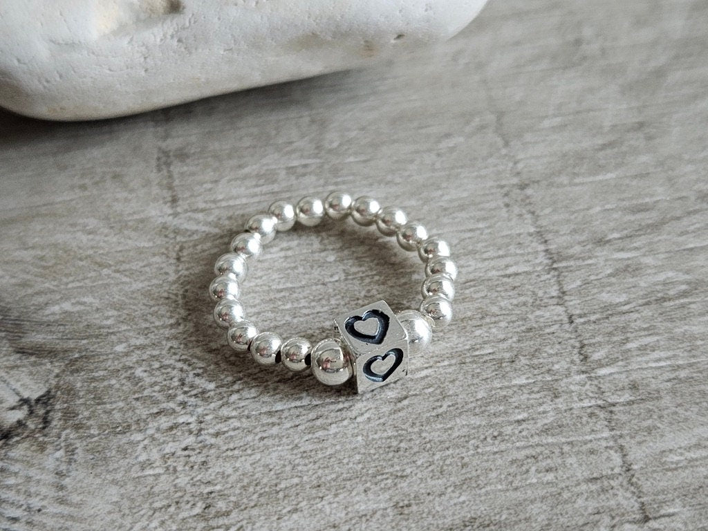 Sterling Silver Initial Cube Ring*  Initial Ring * Letter ring