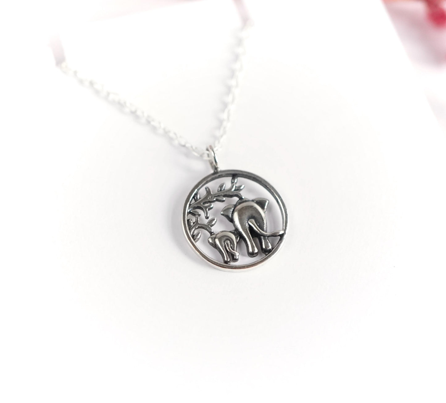 Mother & Baby Elephant Sterling Silver Dainty Necklace * Elephant Necklace *
