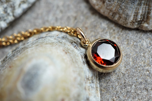 Garnet Gold Filled Necklace * January Birthstone * Dainty jewellery * Gift for her * Feminine