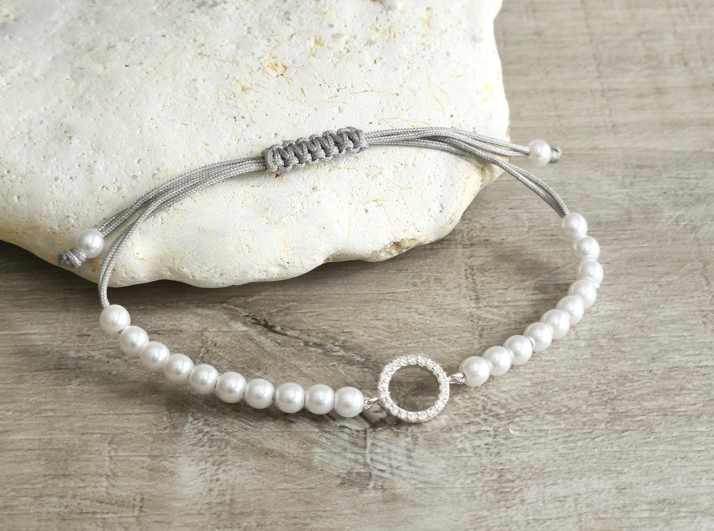 Sparkly Circle Cord Bracelet * Feminine * Layered Bracelet *