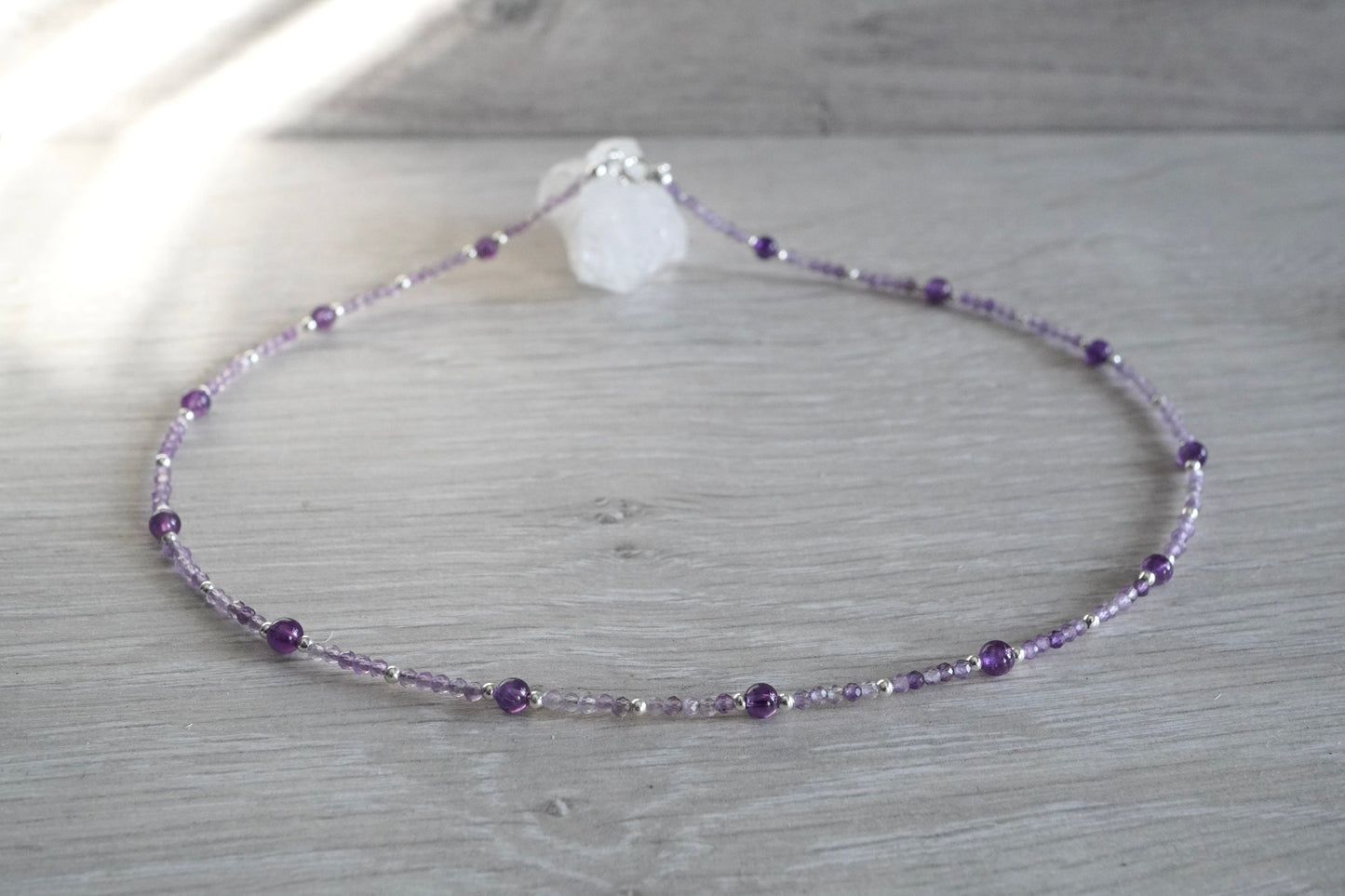 Dainty Amethyst Sterling Silver Necklace *February Birthstone Gift *Calming stone *