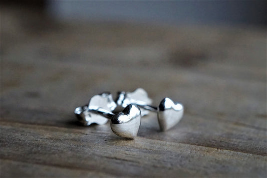 Small Puff Heart Stud Earrings * Stud Earrings * Heart earrings * Sterling silver stud