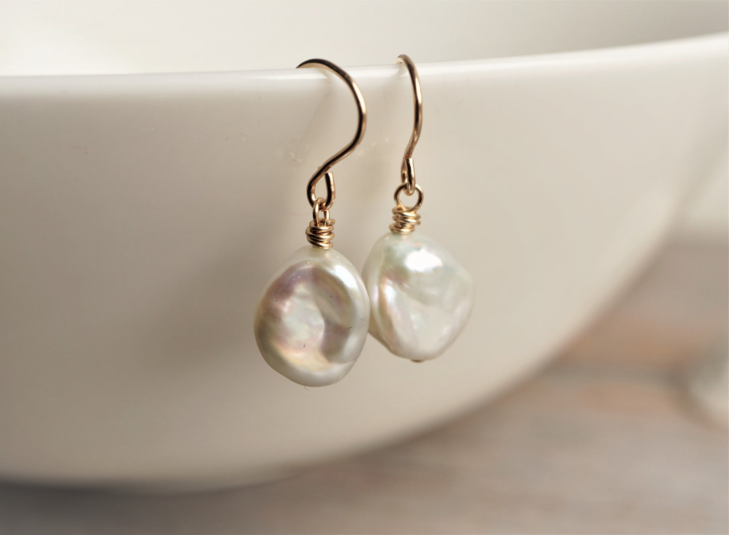 Pearl Keshi Nugget Earrings * Short earrings * Bridesmaid gift  * Pearl earrings * Gift for her