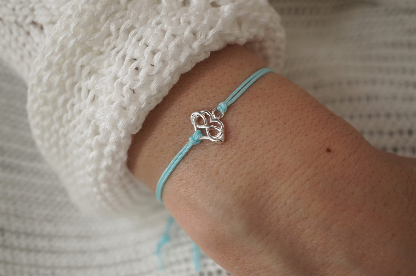 Infinity Heart Sterling Silver Cord Bracelet * Love bracelet * Adjustable Friendship Bracelet * Matching Couple Bracelets * Gift for Her * Delicate bracelet