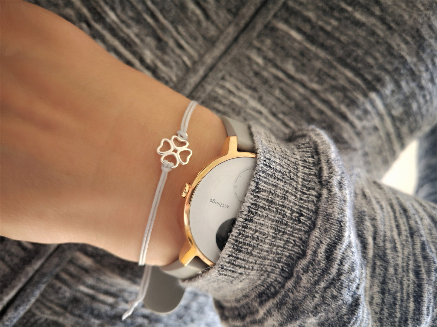 Clover Sterling Silver Cord Bracelet * Lucky Charm Adjustable Friendship Bracelet * Delicate bracelet