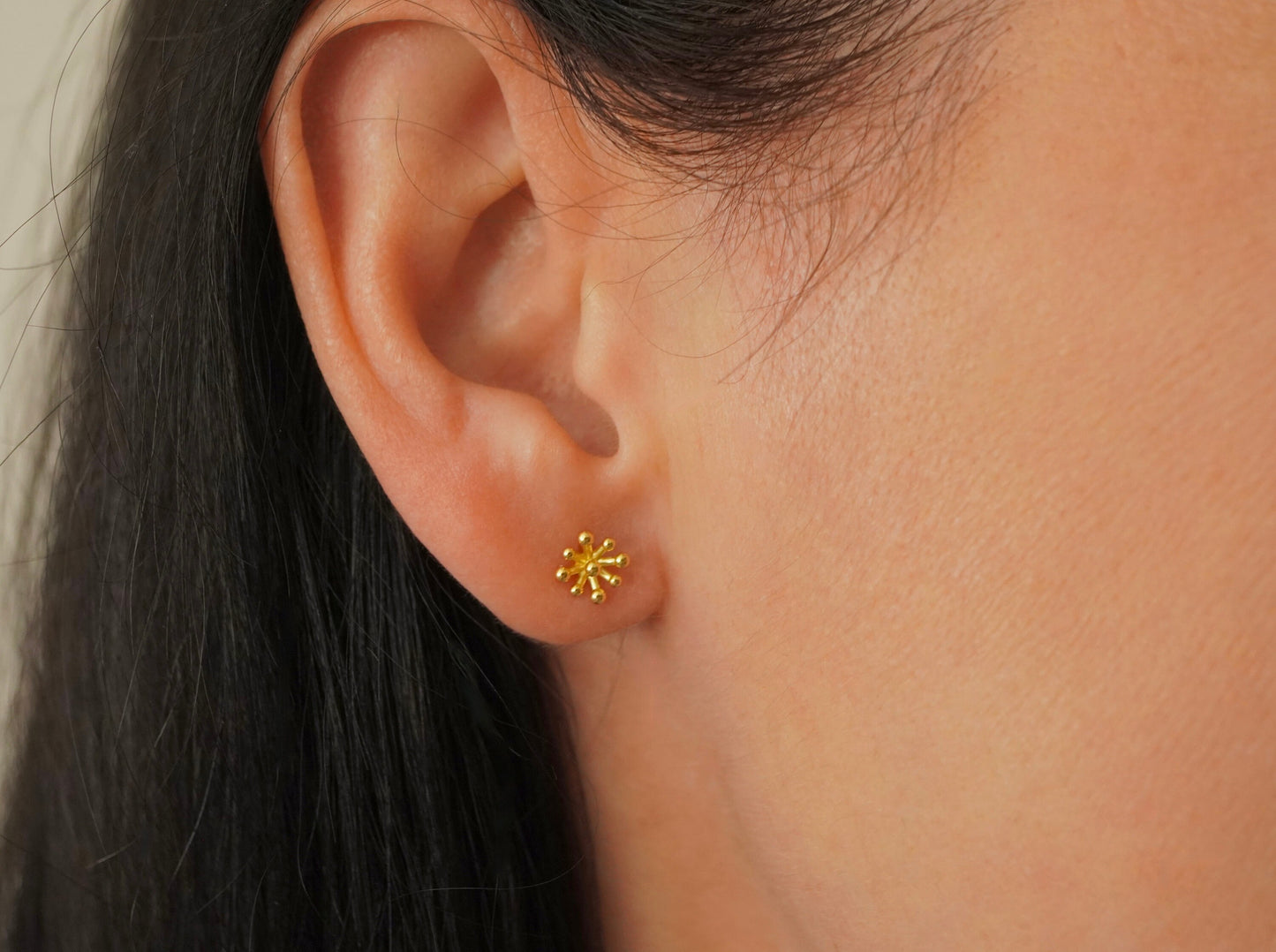Gold Flower Stud Sterling Silver * Feminine jewellery * Gold stud * Boho stud