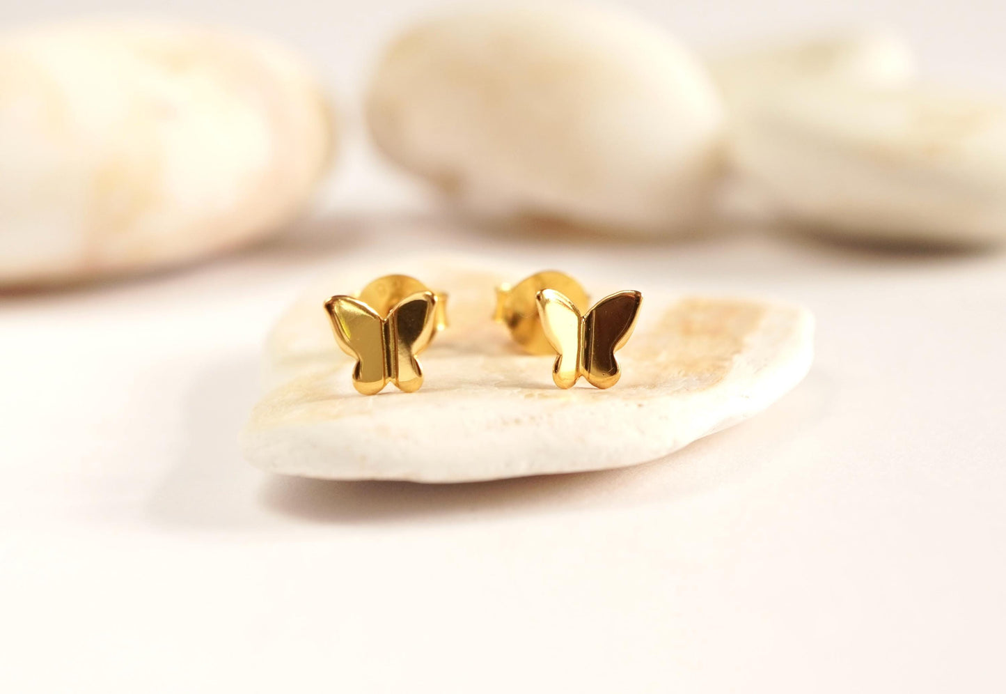 Butterfly Gold Sterling Silver Stud * Dainty ear stud * Butterfly fan