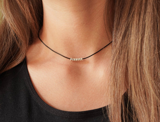 7 Beads Choker * Lucky number necklace * Sterling silver *