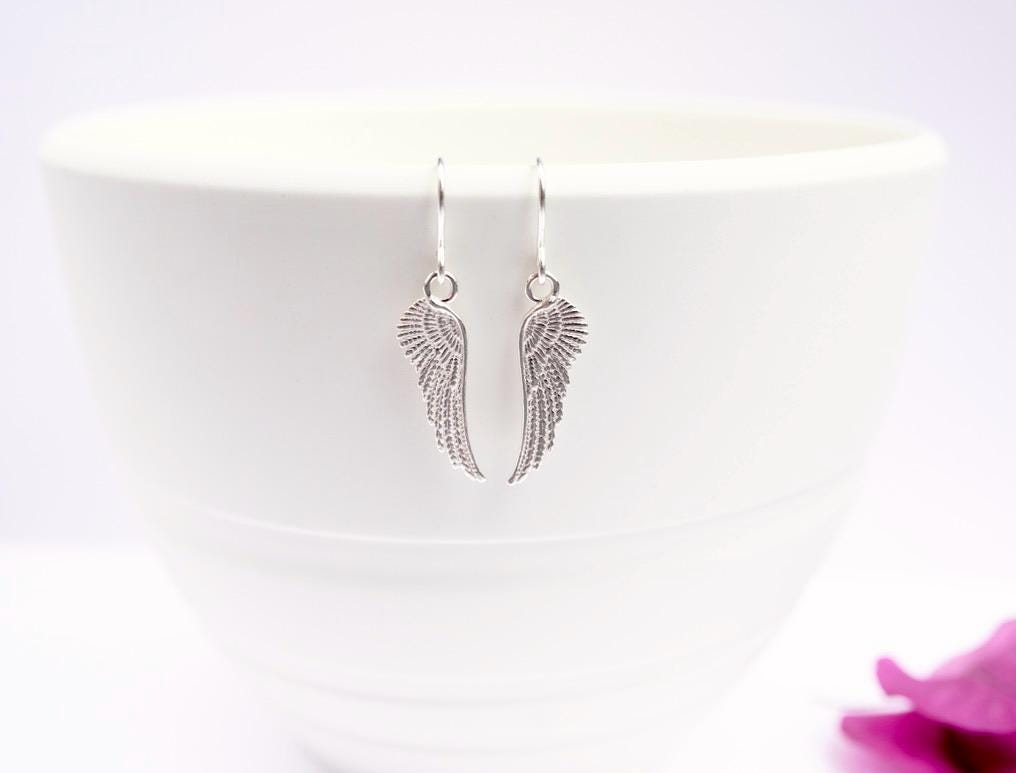 Cute Small Angel Wing Earrings * Dainty earrings * Gift for her *