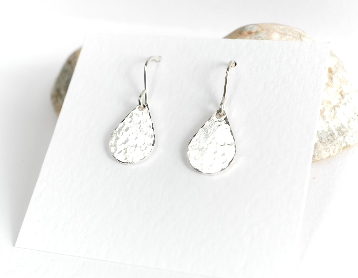 Sterling Silver Hammered Teardrop Earrings * Minimalist earrings * Drop earrings * Feminine jewellery