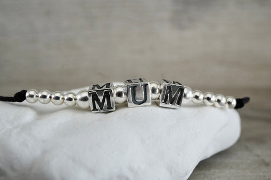 Mum Sterling Silver Cord Bracelet * Mum gift * Gift for her