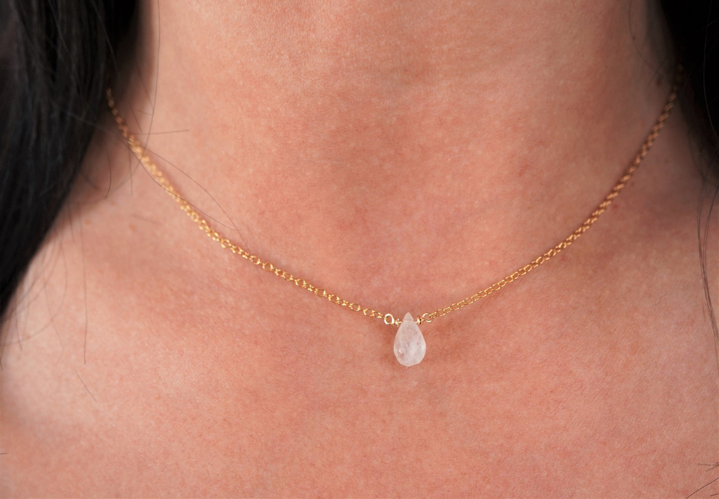 Moonstone Drop Gold filled Necklace * Jun Birthstone * Gift for her * Dainty Feminine jewellery