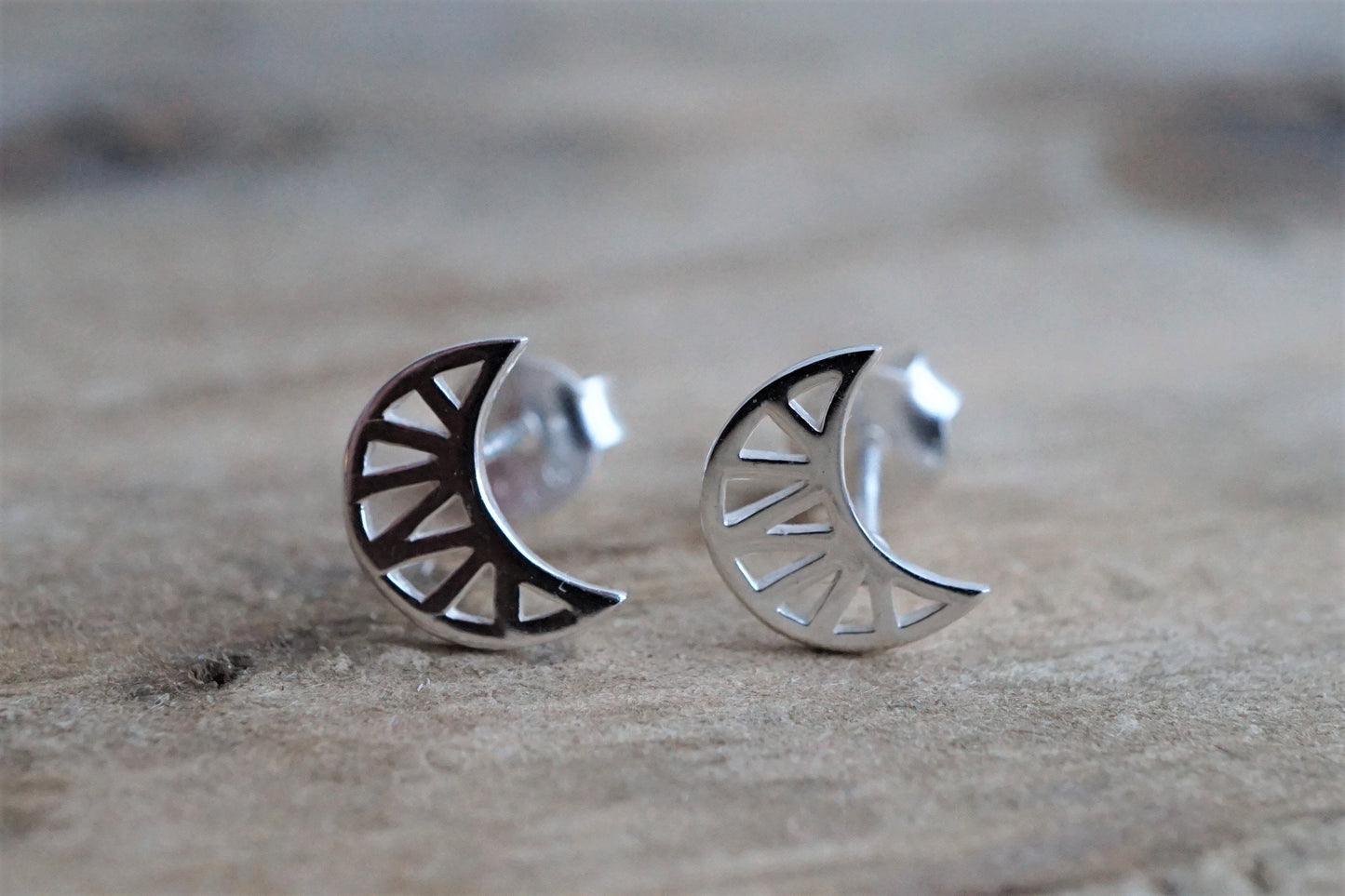 Sterling Silver Moon Stud Earrings * Crescent moon jewelry * Moon earrings