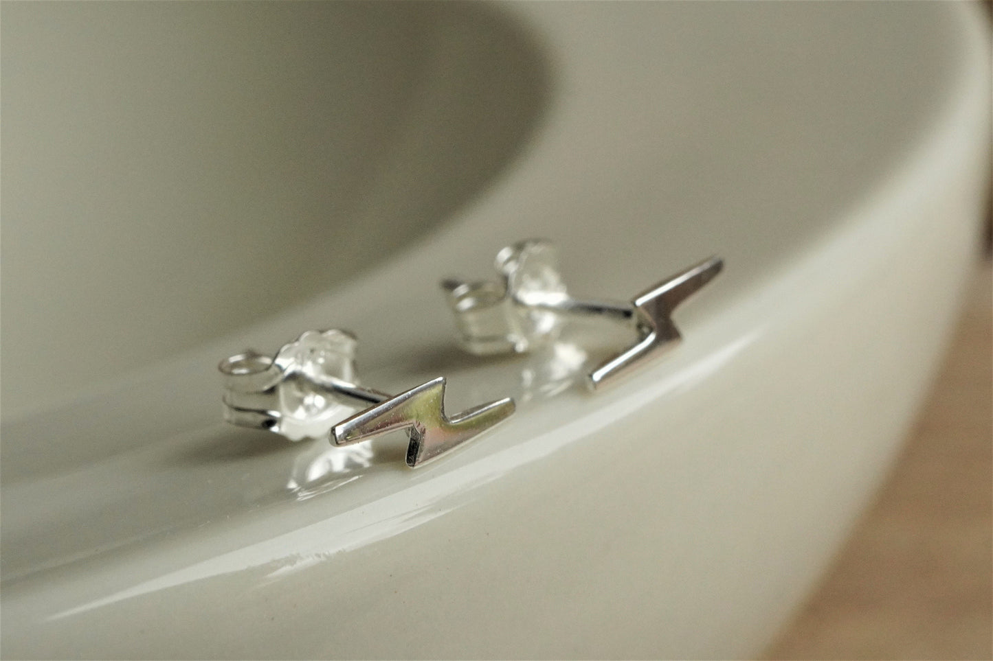 Lightning Sterling Silver Dainty Ear Stud* Feminine * Thunderbolt jewellery