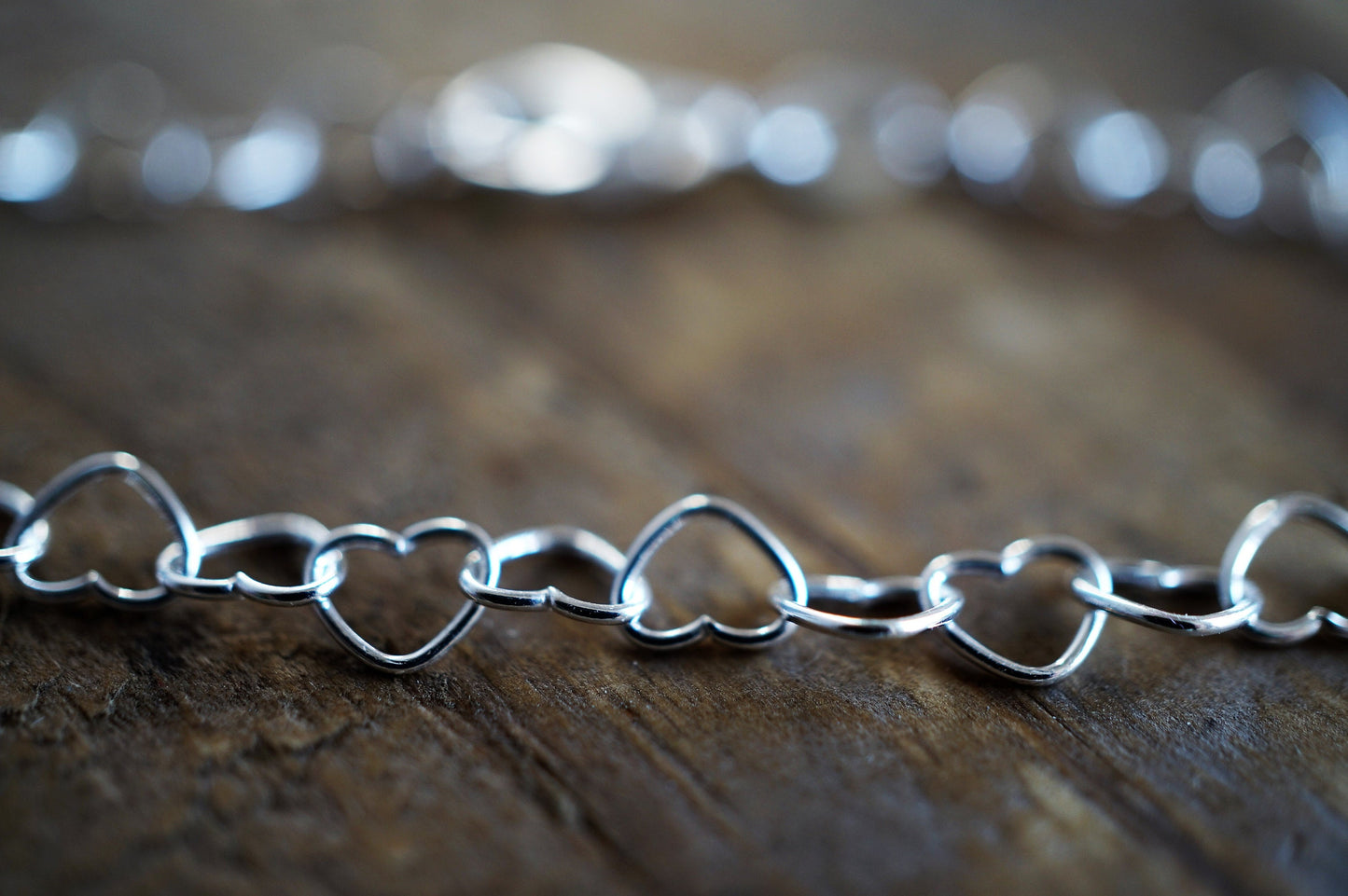 Heart Link Chain Sterling Silver Choker *Feminine *Dainty necklace *Heart gift for her