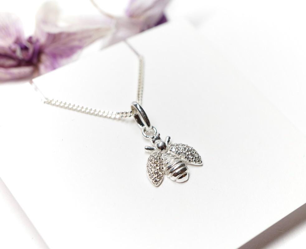 Lovely Bee Sterling Silver Necklace * Bee fan * Dainty * Gift for her * Feminine *