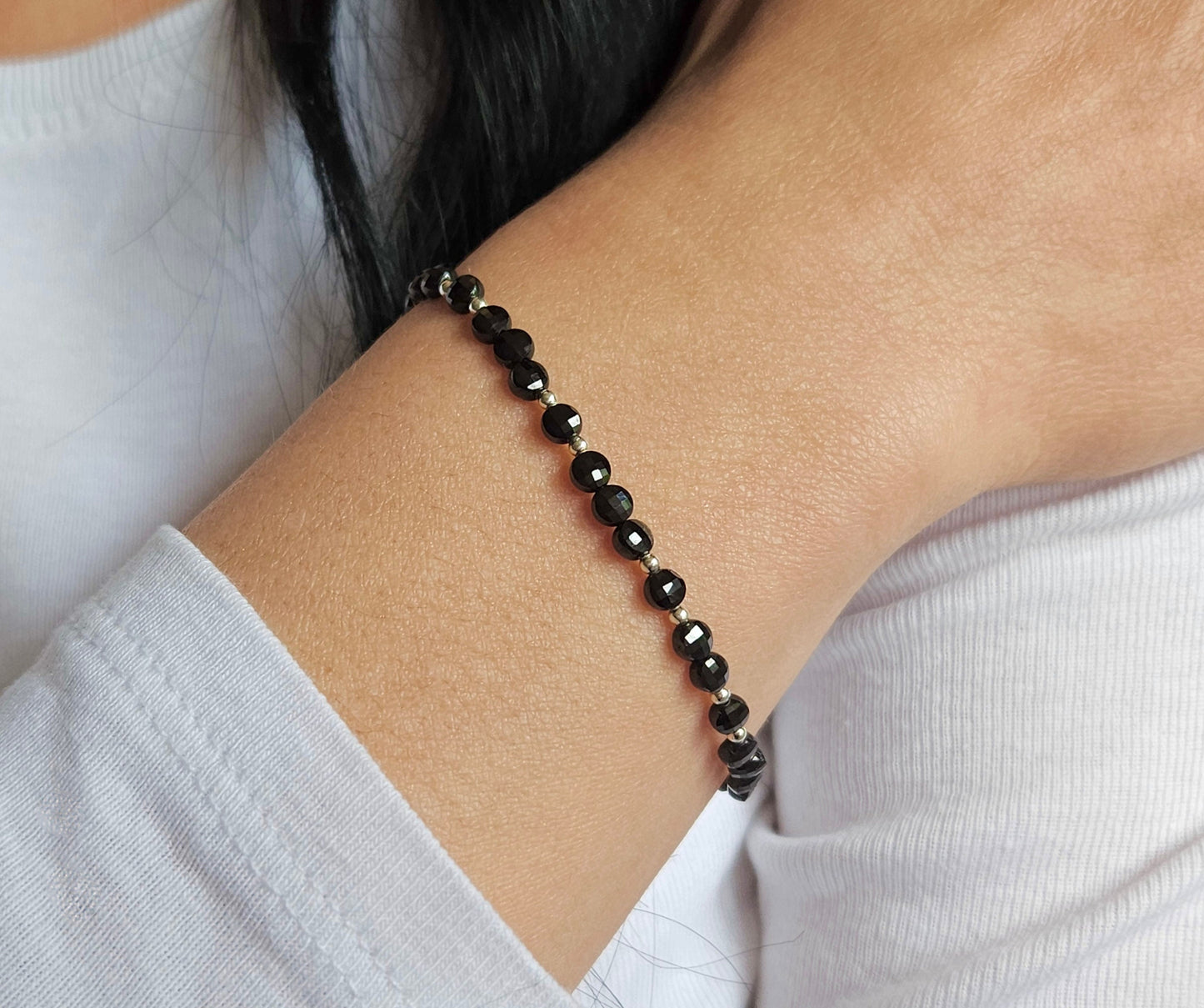 Black Sparkling Spinel Bracelet * Black Bracelet * Feminine * Gift for her