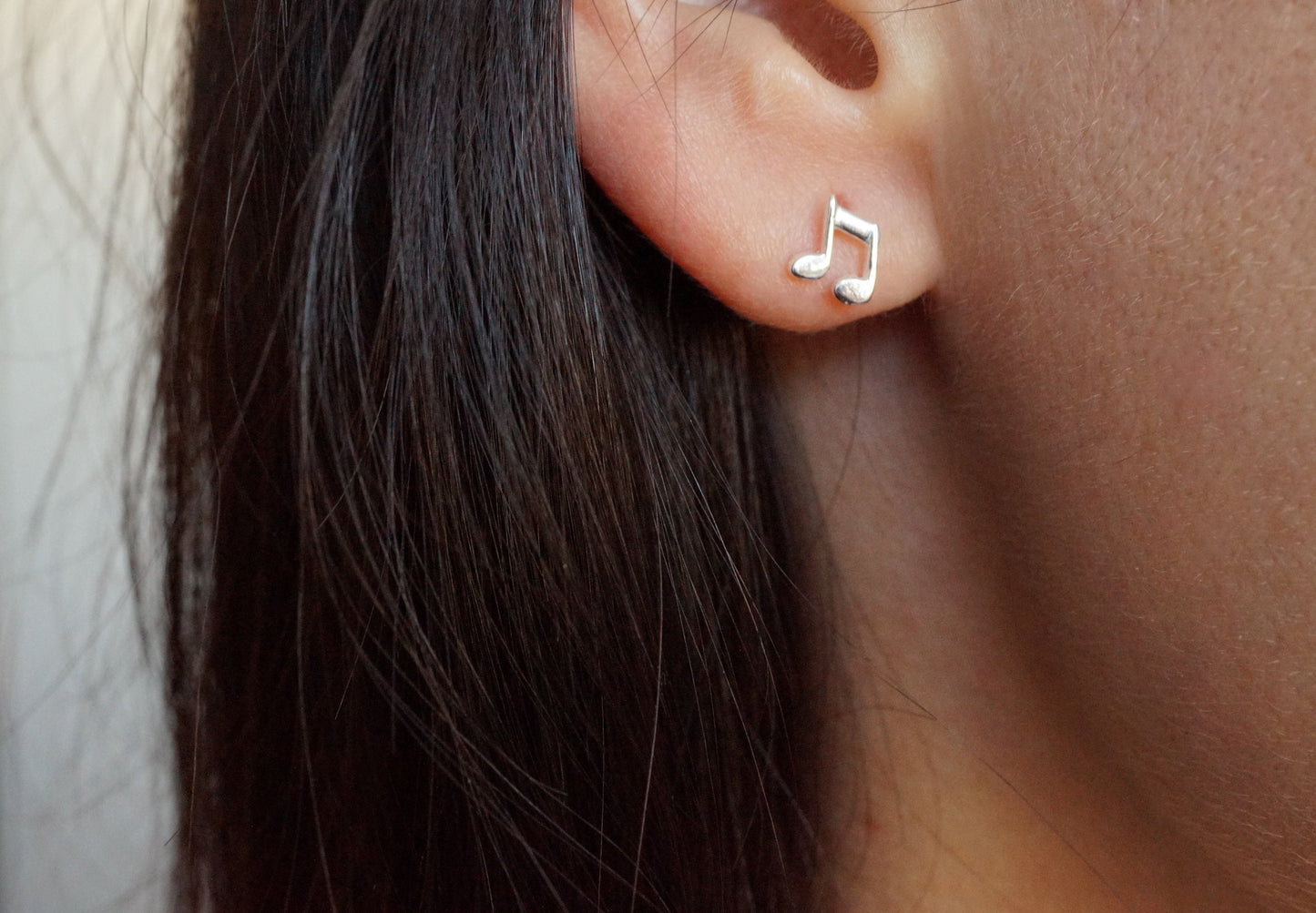 Tiny Music Note Earrings * Stud earrings * Sterling silver stud * Gift for Her