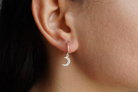 Sterling Silver Moon Hoop earrings * Boho earrings * Moon earrings * Hoop jewellery