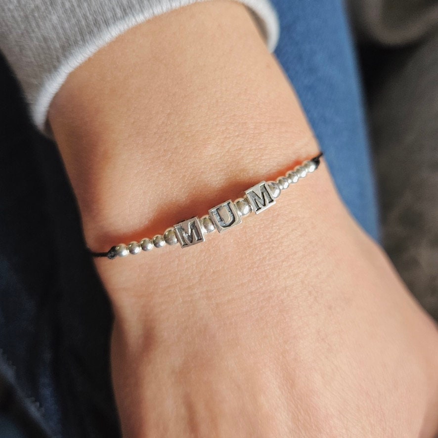 Mum Sterling Silver Cord Bracelet * Mum gift * Gift for her