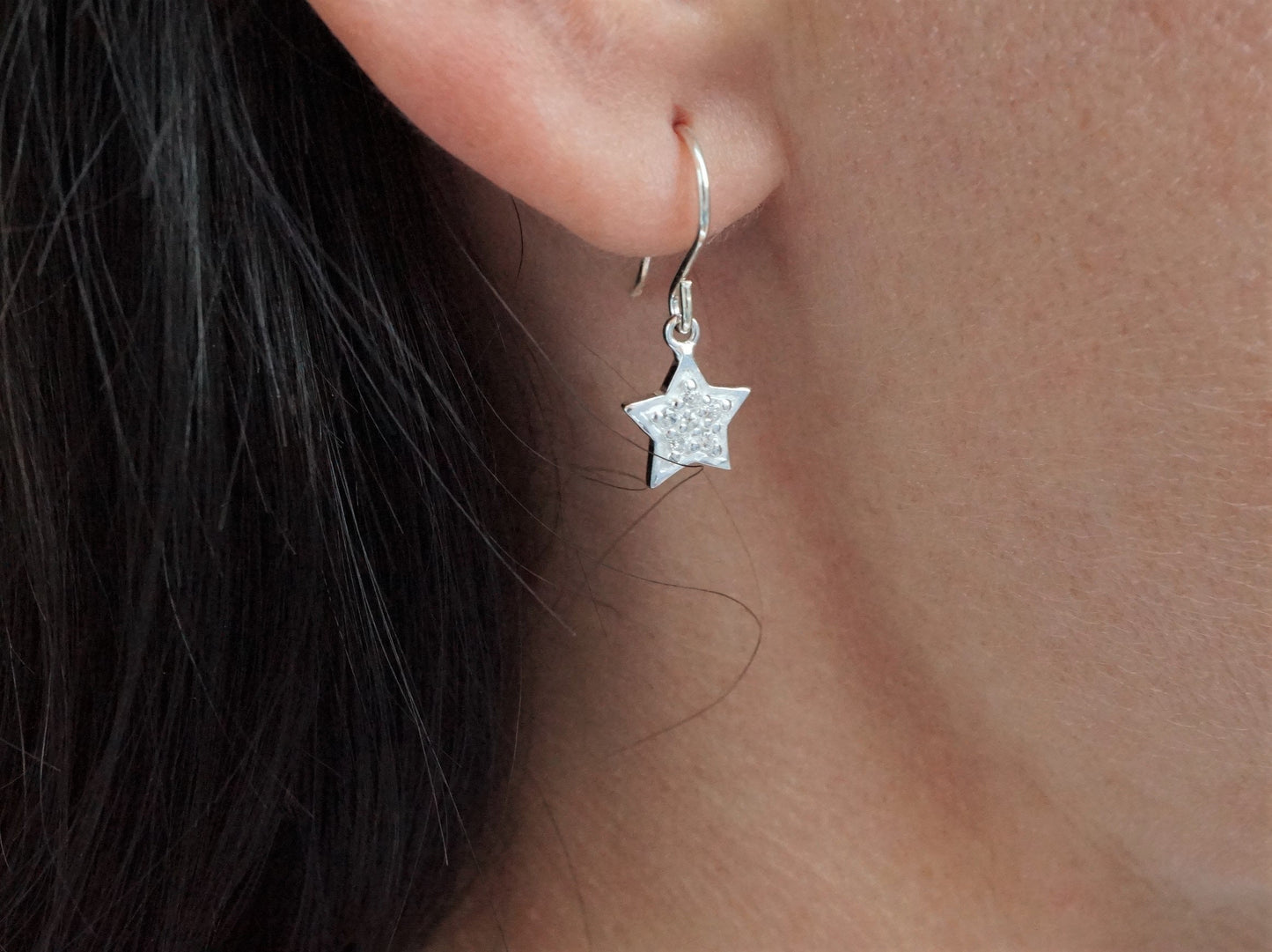 Sterling Silver Zirconia Star/Heart Earrings * Star jewellery * Heart gift